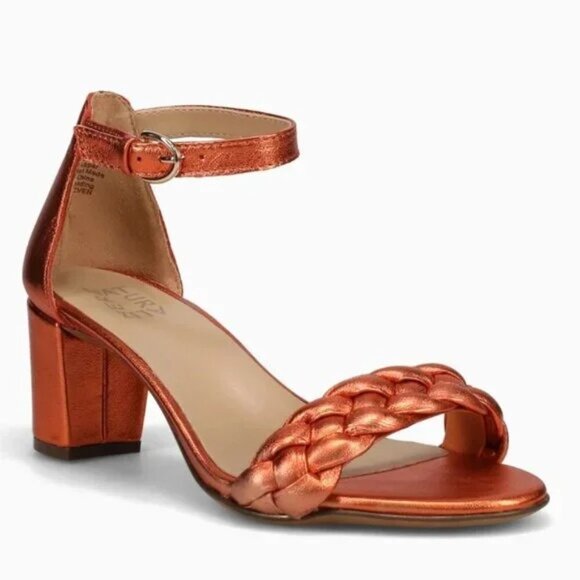 Naturalizer | Vera Woven Braided Leather Sandals | Coppery Orange | Size 7.5 - Picture 1 of 7